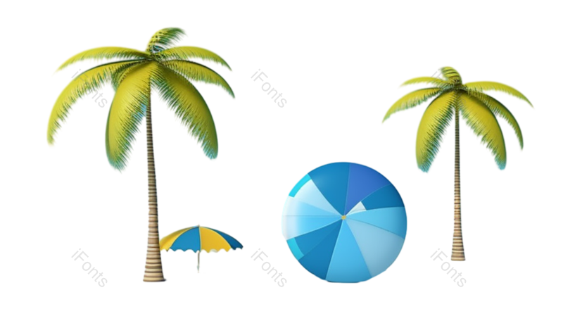 元素图片,夏天元素,椰子树PNG,太阳伞免抠素材